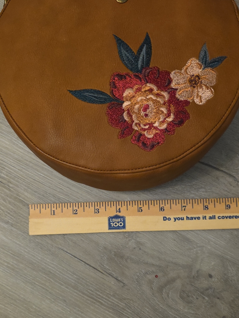 Floral Embroidered Tan Crossbody Bag - Picture 5 of 8